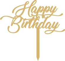 Încarcă imaginea în vizualizatorul Galerie, Topper Tort Happy Birthday Auriu